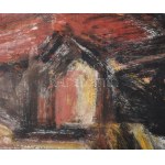 Barcsay Jenő (1900-1988): Dombos táj alakkal. Vegyes technika, karton. Jelezve jobbra lent: Barcsay. Aukcionálva...