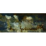 Iványi Grünwald Béla (1867-1940): Tájkép alakokkal. Olaj, vászon, jelezve jobbra lent. A tételhez tartozik egy levél...