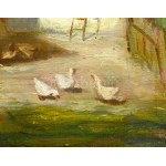 Iványi Grünwald Béla (1867-1940): Tájkép alakokkal. Olaj, vászon, jelezve jobbra lent. A tételhez tartozik egy levél...