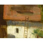 Iványi Grünwald Béla (1867-1940): Tájkép alakokkal. Olaj, vászon, jelezve jobbra lent. A tételhez tartozik egy levél...