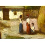Iványi Grünwald Béla (1867-1940): Tájkép alakokkal. Olaj, vászon, jelezve jobbra lent. A tételhez tartozik egy levél...