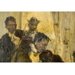 Náray Aurél (1883-1948): Dínom-dánom. Olaj, vászon. Jelezve jobbra lent. Dekoratív, sérült fakeretben. 55x67,5 cm ...