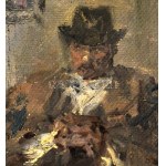 Náray Aurél (1883-1948): Dínom-dánom. Olaj, vászon. Jelezve jobbra lent. Dekoratív, sérült fakeretben. 55x67,5 cm ...
