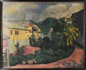 Tscharner János / Tscharner, Johann Wilhelm von (1886-1946): Kisvárosi utca (Felsőbánya vagy Nagybánya), 1911. Olaj...