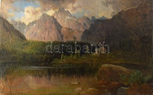 Molnár József (1821-1899): Hegyvidéki táj (Tátra?). Olaj, karton, jelezve jobbra lent. Restaurált...