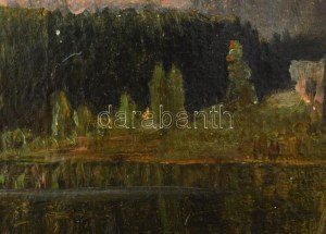 Molnár József (1821-1899): Hegyvidéki táj (Tátra?). Olaj, karton, jelezve jobbra lent. Restaurált...