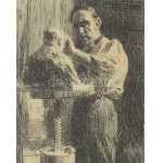 Anders Zorn (1860-1920): Herceg Paolo Troubetzkoy (1866-1938) olasz-orosz szobrász a műtermében. Hidegtű, papír...