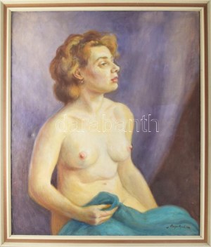 Bajor (Bayer) Ágost (1892-1958): Női akt. Olaj, vászon, jelezve jobbra lent. Apró felületi sérüléssel (benyomódással)...