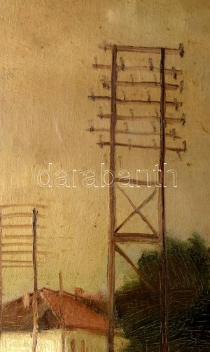Szüle Péter (1886-1944): Szolnoki részlet, 1923. Olaj, vászon, jelzett. Javított. Dekoratív fakeretben, 60×80 cm...