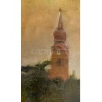 Szüle Péter (1886-1944): Szolnoki részlet, 1923. Olaj, vászon, jelzett. Javított. Dekoratív fakeretben, 60×80 cm...