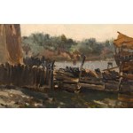 Györök Leó (1847-1899): Trogiri részlet. Olaj, vászon. Jelezve jobbra lent. Dekoratív, kissé kopott fakeretben, 29,5×51...