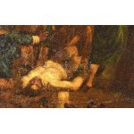 Telepy Károly (1828-1906): Bibliai jelenet. Olaj, vászon. Jelezve jobbra lent. Javított. Dekoratív...