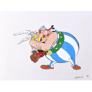 Albert Uderzo (1927-2020): Asterix és Obelix, az Asterix rajzfilm egyik jelenetének eredeti, kézzel rajzolt fázis rajza...