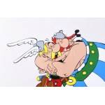 Albert Uderzo (1927-2020): Asterix és Obelix, az Asterix rajzfilm egyik jelenetének eredeti, kézzel rajzolt fázis rajza...
