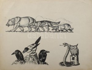Haranghy Jenő (1894-1951): 10 db illusztráció a Világvándor király c. műhöz. Tus, papír, többségében jelzett ...