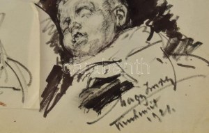Zsögödi Nagy Imre (1893-1976), 3 db rajz: Kisfiú arcképe, 1921. Tus, papír. Jelzett. Hátoldalán 
