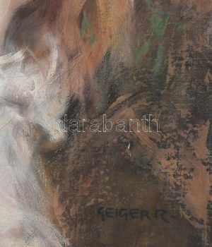 Geiger Richárd (1870-1945): Női akt. Olaj, vászon, jelezve jobbra lent. 60×40 cm. Dekoratív fakeretben. ...