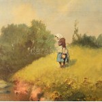 Neogrády Antal (1861-1942): Libapásztorlány. Olaj, vászon, jelezve balra lent: Neogrády A. 60x50 cm...