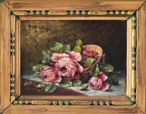 Franz Nowak (1885-1973), osztrák festő/Austrian painter: Csendélet. Olaj, vászon, kartonon jelzett...