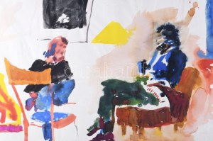 Bukta Imre (1952-): Bukta Imre és Balogh István Vilmos a budapesti, Majakovszkij (Király) utcai közös műhelyükben, 1983...