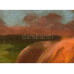 Margitay Tihamér (1859-1922): Pásztoróra (A széptevő). Olaj, vászon, jelezve balra lent, 38×47 cm. Apró sérülésekkel...