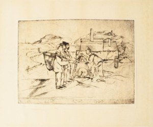 Vadász Endre (1901-1944): Köszörűs. Rézkarc, papír, jelzett, számozott (22.), kartonra kasírozva, 21x28,5 cm. Ritka...