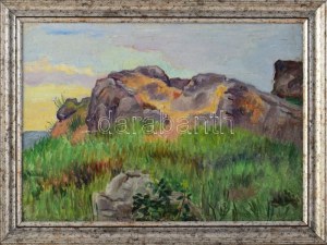 Kacziány Aladár (1887- 1978): Hegyvidéki táj. Olaj, karton, jelezve jobbra lent, fakeretben. Proveniencia: Soga...