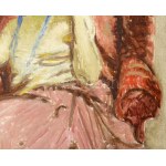 Márk Lajos (1867-1940): Dáma fotelben. Olaj, vászon, jelezve jobbra lent. Dekoratív fakeretben, 80×60 cm / Lajos Márk...