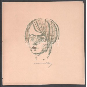 Márffy Ödön (1878-1959): Csinszka. Színezett litográfia, papír, jelzett, 13×10 cm