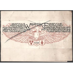 Richter Aurél (1870 - 1957): Wigand K. grafikai műintézet, Pozsony, szecessziós reklámlap terv 1919. Kinyitható...