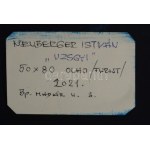 Neuberger István (1953-): Uzsgyi, 2021. Olaj, farost. Jelezve jobbra lent: Neuberger 21...