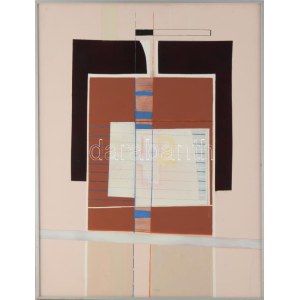 Misch Ádám (1935-1995): Geometrikus formák (Cím nélkül), 1980 körül. Akril, farost, jelezve középen lent. Keretben...
