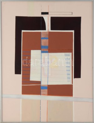 Misch Ádám (1935-1995): Geometrikus formák (Cím nélkül), 1980 körül. Akril, farost, jelezve középen lent. Keretben...