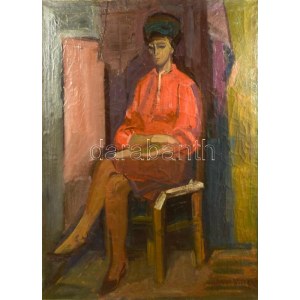 Ilosvai Varga István (1895-1978): Fiatal lány. Olaj, vászon. Jelezve jobbra lent. Javított. 110x80 cm / oil on canvas...