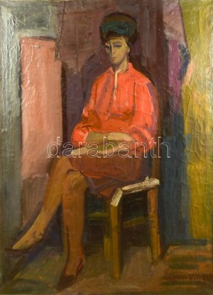 Ilosvai Varga István (1895-1978): Fiatal lány. Olaj, vászon. Jelezve jobbra lent. Javított. 110x80 cm / oil on canvas...