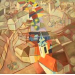Byhon/Bihon Győző (1959-): Tornyok. Akril, vászon, jelezve jobbra lent, hátoldalán autográf felirattal...