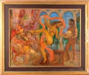 Szabó Vladimir (1905-1991): Salome. Olaj, farost. Jelezve középen fent, a hátoldalán autográf felirattal...