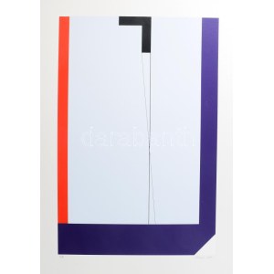 Konok Tamás (1930-): Konstruktivista kompozíció, 2005. Szitanyomat, karton, jelzett. Számozott: X/169...
