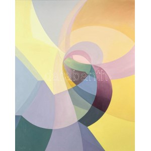 Csóka László (1967-): Spirálban, 2024. Olaj, vászon, jelezve balra lent: Csóka 24. 100x80 cm.