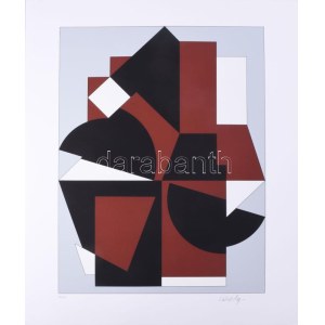 Victor Vasarely (1908-1997): Geometrikus kompozíció (cím nélkül). Szitanyomat, papír, jelzett, számozott (80/130)...