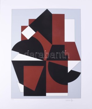 Victor Vasarely (1908-1997): Geometrikus kompozíció (cím nélkül). Szitanyomat, papír, jelzett, számozott (80/130)...