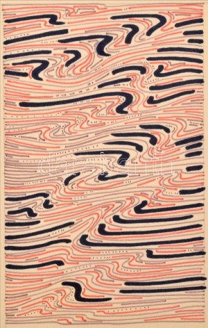 Csiky Tibor (1932-1989): Hullámzó formák (cím nélkül). Filctoll, papír. Jelzett a hátoldalán: Csiky 67 okt.. 29x20,5 cm...