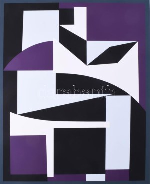 Victor Vasarely (1908-1997): Geometrikus kompozíció (cím nélkül). Szitanyomat, papír, jelzett, számozott (117/130). 55...