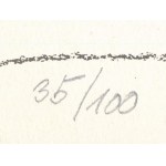 Megyik János (1938-): Konstrukció (cím nélkül). Szitanyomat, papír. Jelzett. Számozott: 35/100. Az 1991...
