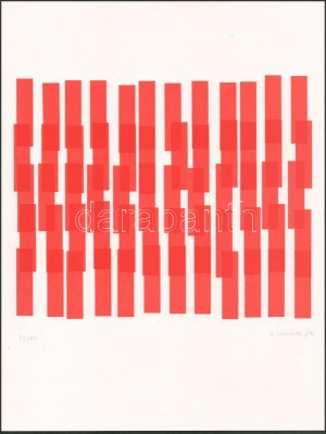 Vera Molnár (1924-2023): Piros négyzetek (cím nélkül), 1991. Szitanyomat, papír. Jelzett. Számozott: 29/100. Az 1991...