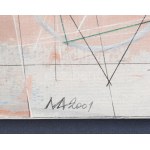Matzon Ákos (1945-): G.G. 2. (konstruktivista kompozíció), 2001. Akril, karton, jelezve balra lent...
