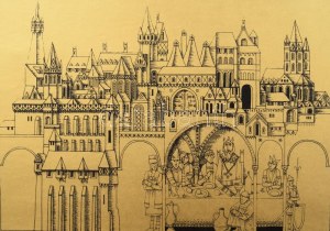Rékassy Csaba (1937-1989): Vár. Szitanyomat, papír, jelzett, számozott (46/100), 20x29 cm.