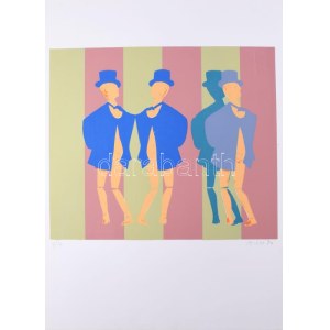 Lux Antal (1935-): Bábuk, 1970. Szitanyomat, papír. Jelzett és datált (A Lux 70), számozott: 4/30. 40x46 cm...