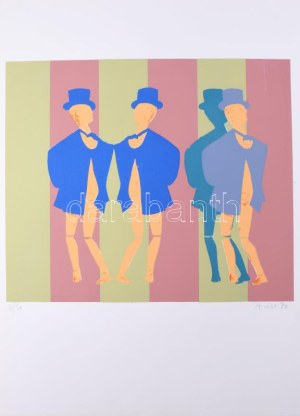 Lux Antal (1935-): Bábuk, 1970. Szitanyomat, papír. Jelzett és datált (A Lux 70), számozott: 4/30. 40x46 cm...