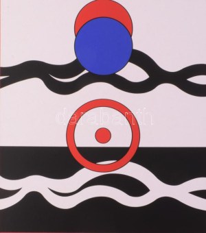 Schöffer, Nicolas (Miklós) (1912-1992): Körkörös kompozíció (cím nélkül). Szitanyomat, papír, jelzett, számozott (40...